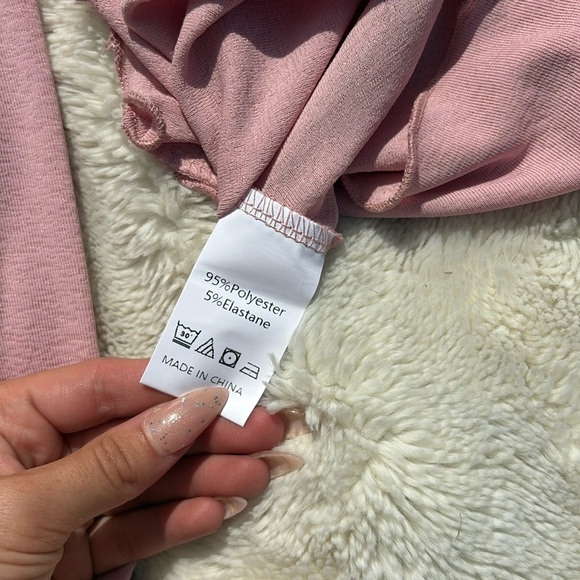 Pink Twist Front Ribbed Long Sleeve Crop Top | Size XS | Y2K Aesthetic - Picture 5 of 5